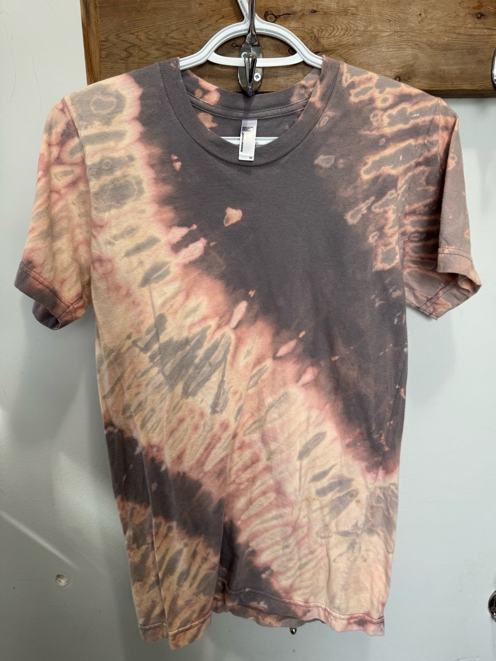 Tie-Dye Crewneck T-Shirt in Brown & Pink by American Apparel